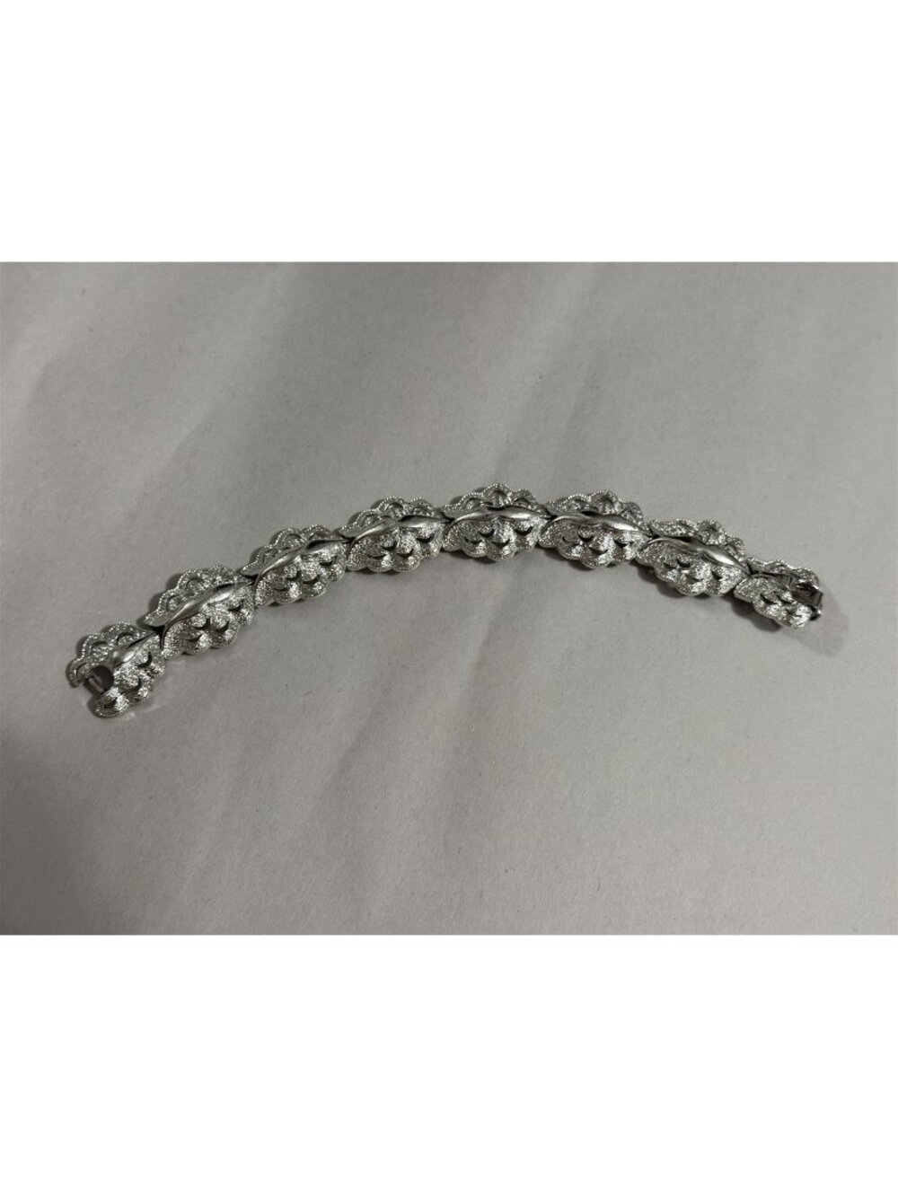 Vintage Coro Bracelet Leaf Silver Tone Art Nouveau Signed